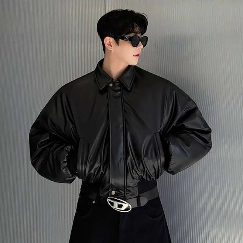Boxy PU Leather Jacket - Oversized Streetwear - Korean Streetstyle - Collective Oversized