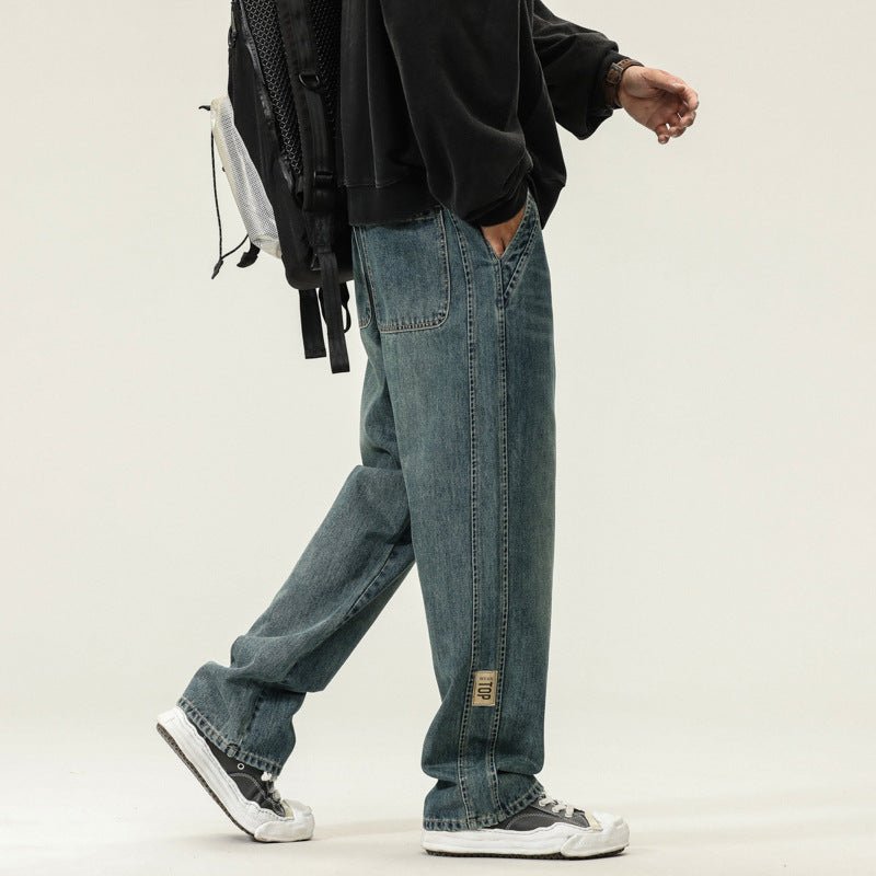 <font dir="auto" style="vertical - align: inherit;"><font dir="auto" style="vertical - align: inherit;">Men's jeans, non - stretch, loose - fitting straight leg jeans, high street hip - hop trendy brand, versatile casual wide - leg pants.</font></font> - Oversized Streetwear - Korean Streetstyle - Collective Oversized