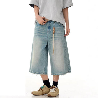Blue Denim Shorts - Oversized Streetwear - Korean Streetstyle - Collective Oversized