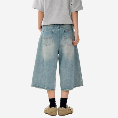 Blue Denim Shorts - Oversized Streetwear - Korean Streetstyle - Collective Oversized