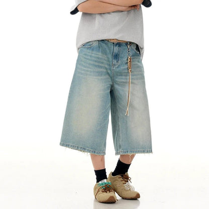 Blue Denim Shorts - Oversized Streetwear - Korean Streetstyle - Collective Oversized
