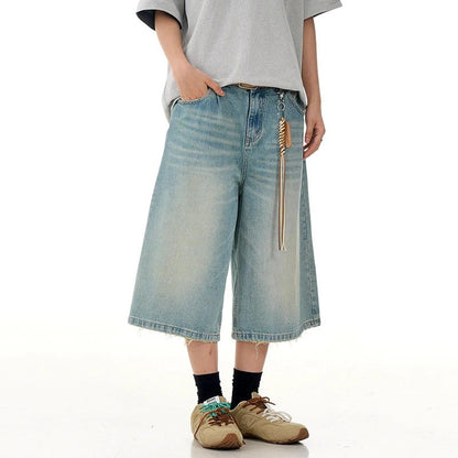 Blue Denim Shorts - Oversized Streetwear - Korean Streetstyle - Collective Oversized