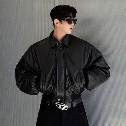 Boxy PU Leather Jacket - Oversized Streetwear - Korean Streetstyle - Collective Oversized