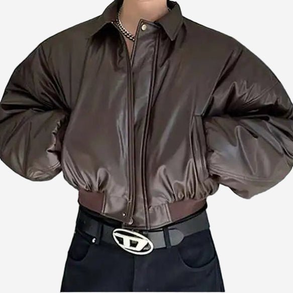 Boxy PU Leather Jacket - Oversized Streetwear - Korean Streetstyle - Collective Oversized