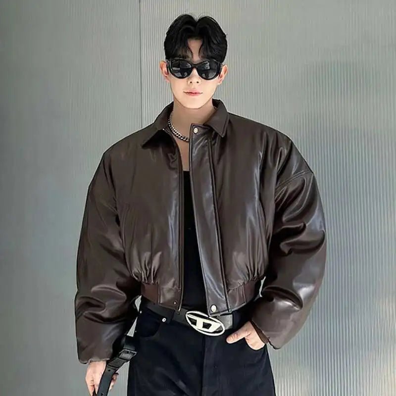Boxy PU Leather Jacket - Oversized Streetwear - Korean Streetstyle - Collective Oversized