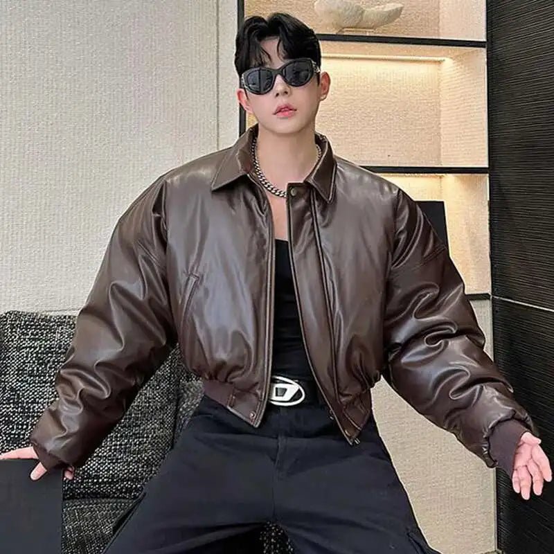 Boxy PU Leather Jacket - Oversized Streetwear - Korean Streetstyle - Collective Oversized