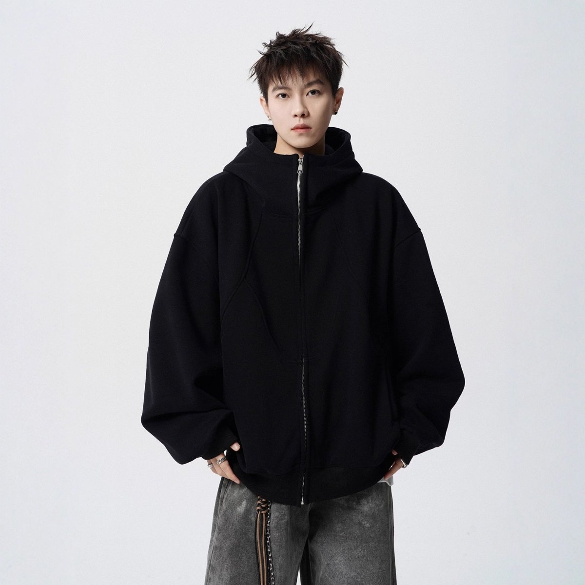 <font dir="auto" style="vertical - align: inherit;"><font dir="auto" style="vertical - align: inherit;">American - style heavyweight hoodie jacket for men, trendy design, patchwork, high - street style, simple, versatile, and handsome.</font></font> - Oversized Streetwear - Korean Streetstyle - Collective Oversized