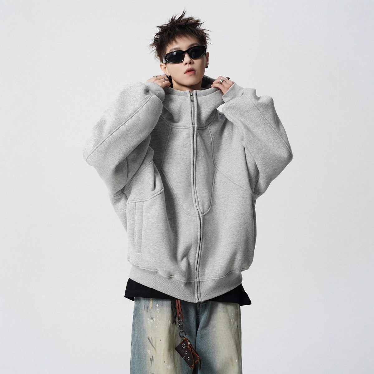 <font dir="auto" style="vertical - align: inherit;"><font dir="auto" style="vertical - align: inherit;">American - style heavyweight hoodie jacket for men, trendy design, patchwork, high - street style, simple, versatile, and handsome.</font></font> - Oversized Streetwear - Korean Streetstyle - Collective Oversized