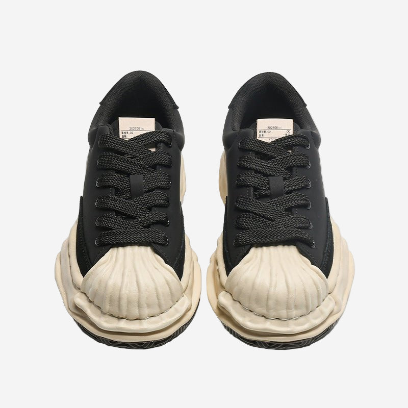 <font dir="auto" style="vertical - align: inherit;"><font dir="auto" style="vertical - align: inherit;">KaaiBook Retro Black Sanyuan Kangyu Thick - soled Dissolved Shoes Shell Head Stitching Leather Casual Board Shoes for Couple</font></font> - Oversized Streetwear - Korean Streetstyle - Collective Oversized
