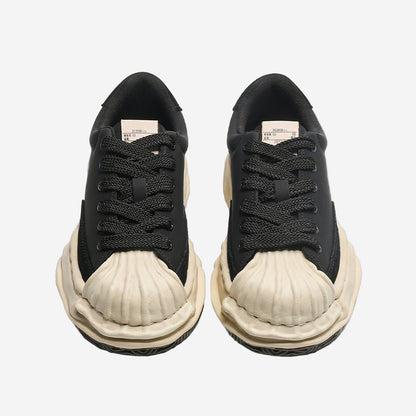<font dir="auto" style="vertical - align: inherit;"><font dir="auto" style="vertical - align: inherit;">KaaiBook Retro Black Sanyuan Kangyu Thick - soled Dissolved Shoes Shell Head Stitching Leather Casual Board Shoes for Couple</font></font> - Oversized Streetwear - Korean Streetstyle - Collective Oversized