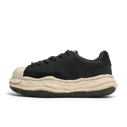 <font dir="auto" style="vertical - align: inherit;"><font dir="auto" style="vertical - align: inherit;">KaaiBook Retro Black Sanyuan Kangyu Thick - soled Dissolved Shoes Shell Head Stitching Leather Casual Board Shoes for Couple</font></font> - Oversized Streetwear - Korean Streetstyle - Collective Oversized