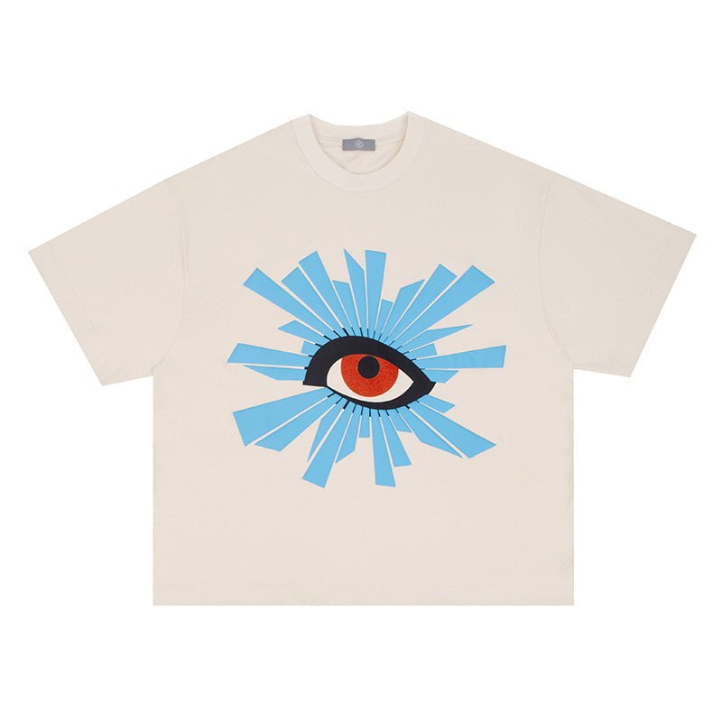 <font dir="auto" style="vertical - align: inherit;"><font dir="auto" style="vertical - align: inherit;">Lanhai Men's Clothing 2025 Spring and Summer New Product Heavy Weight 300g Eyes of All Vision American Fashion Brand Retro High Street Short Sleeve T-Shirt - Oversized Streetwear - Korean Streetstyle - Collective Oversized
