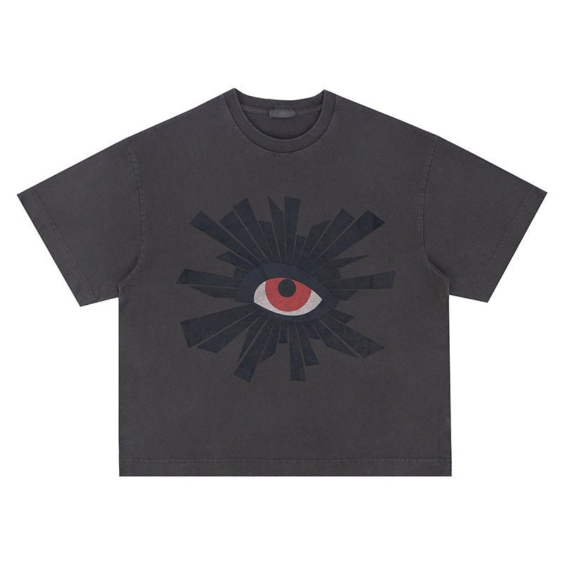 <font dir="auto" style="vertical - align: inherit;"><font dir="auto" style="vertical - align: inherit;">Lanhai Men's Clothing 2025 Spring and Summer New Product Heavy Weight 300g Eyes of All Vision American Fashion Brand Retro High Street Short Sleeve T-Shirt - Oversized Streetwear - Korean Streetstyle - Collective Oversized