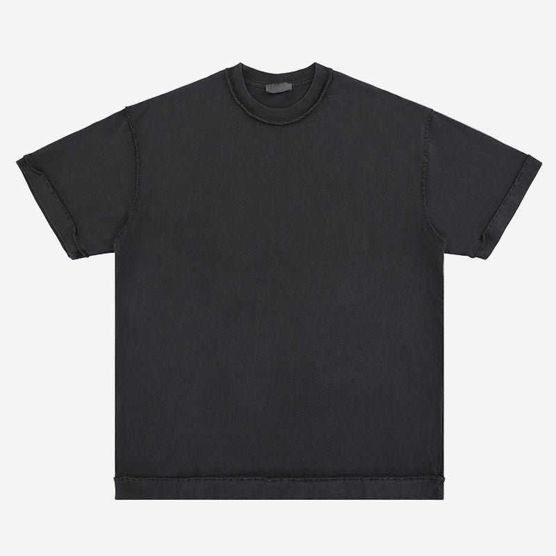 <font dir="auto" style="vertical - align: inherit;"><font dir="auto" style="vertical - align: inherit;">Lanhai Men's Wear | Spring and Summer Washed 270g Reverse Car Technology Loose Pure Color Trendy Brand Heavy Cotton Off - Shoulder Short - Sleeved T-Shirt</fon - Oversized Streetwear - Korean Streetstyle - Collective Oversized