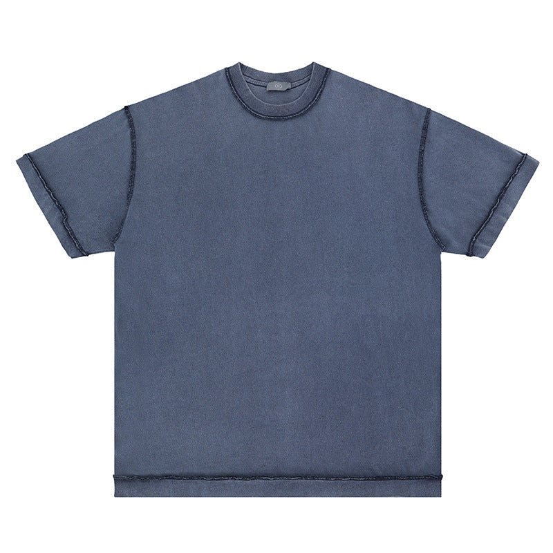 <font dir="auto" style="vertical - align: inherit;"><font dir="auto" style="vertical - align: inherit;">Lanhai Men's Wear | Spring and Summer Washed 270g Reverse Car Technology Loose Pure Color Trendy Brand Heavy Cotton Off - Shoulder Short - Sleeved T-Shirt</fon - Oversized Streetwear - Korean Streetstyle - Collective Oversized
