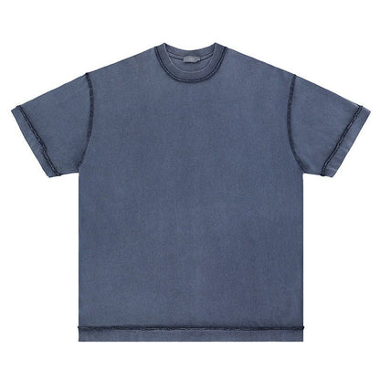 <font dir="auto" style="vertical - align: inherit;"><font dir="auto" style="vertical - align: inherit;">Lanhai Men's Wear | Spring and Summer Washed 270g Reverse Car Technology Loose Pure Color Trendy Brand Heavy Cotton Off - Shoulder Short - Sleeved T-Shirt</fon - Oversized Streetwear - Korean Streetstyle - Collective Oversized
