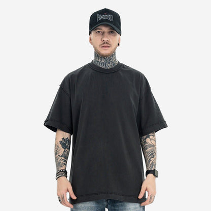 <font dir="auto" style="vertical - align: inherit;"><font dir="auto" style="vertical - align: inherit;">Lanhai Men's Wear | Spring and Summer Washed 270g Reverse Car Technology Loose Pure Color Trendy Brand Heavy Cotton Off - Shoulder Short - Sleeved T-Shirt</fon - Oversized Streetwear - Korean Streetstyle - Collective Oversized