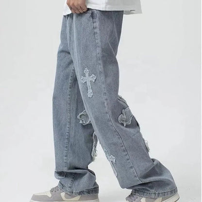 Indigo Saint Jeans - Oversized Streetwear - Korean Streetstyle - Collective Oversized