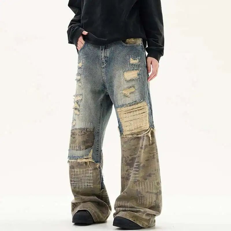 Patchwork Camo Pants - Oversized Streetwear - Korean Streetstyle - Collective Oversized