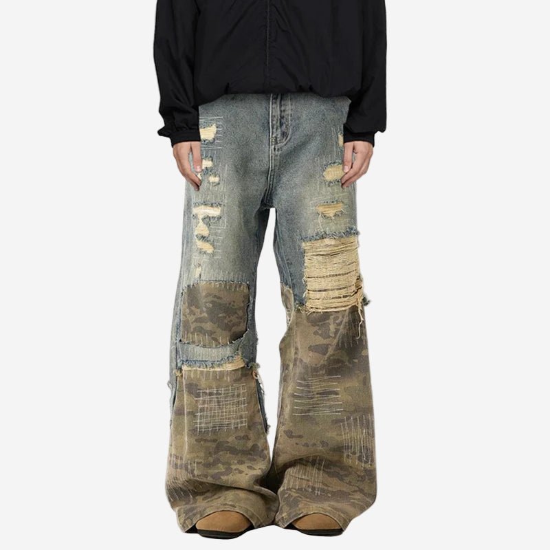 Patchwork Camo Pants - Oversized Streetwear - Korean Streetstyle - Collective Oversized