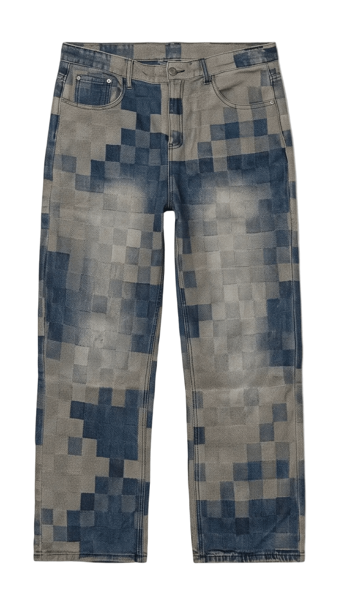 The Checkered Denim - Oversized Streetwear - Korean Streetstyle - Collective Oversized