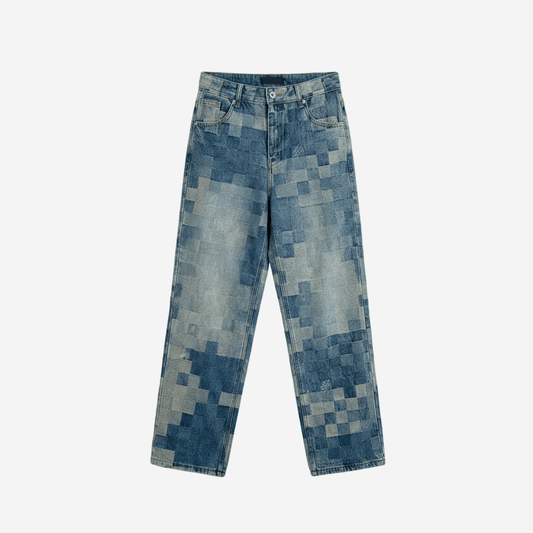 The Checkered Denim - Oversized Streetwear - Korean Streetstyle - Collective Oversized