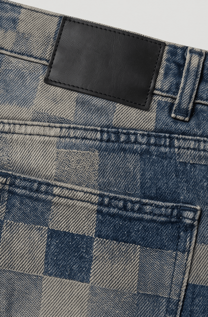 The Checkered Denim - Oversized Streetwear - Korean Streetstyle - Collective Oversized